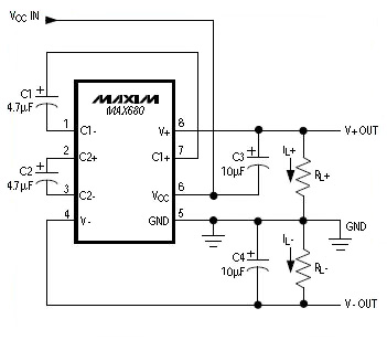 Monolithic charge-pump voltage converter MAX680
